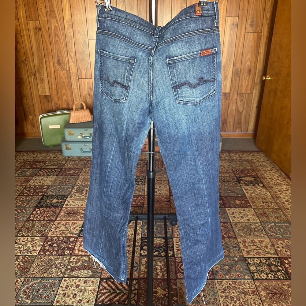 7 For All Mankind Dark Denim Bootcut Jeans - Size 29, Low Waisted